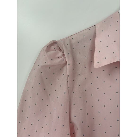 Spare Parts Vintage Blouse Womens Medium Pink Polka Dot Sheer Button Up Casual - Picture 5 of 16